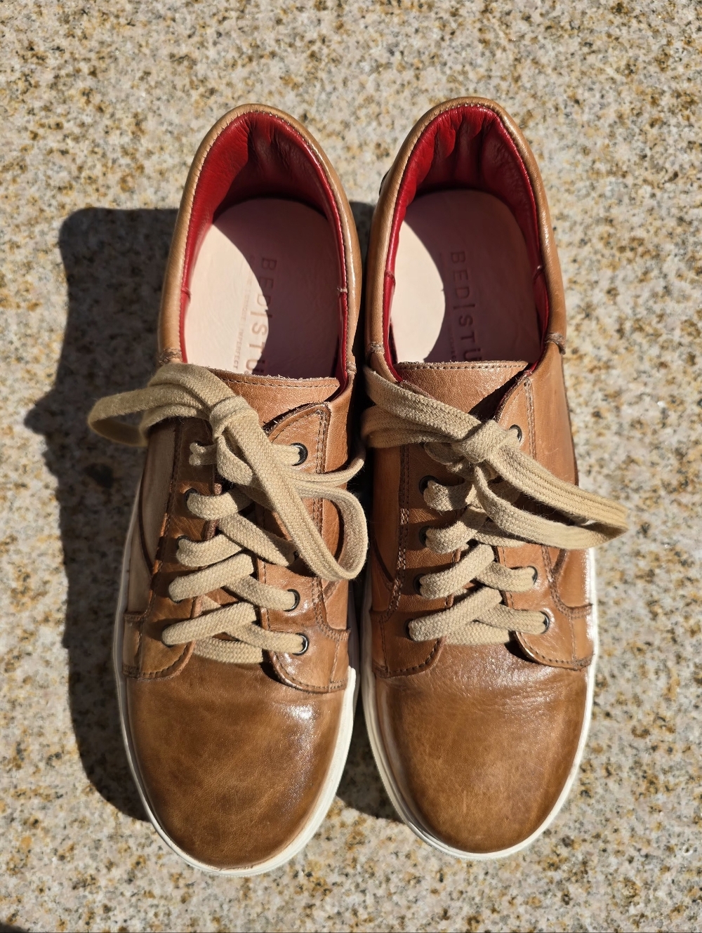 BED|STU Women's AZELI Tan Leather Sneakers with Red Lining - ONLY WORN ONCE - Picture 7 of 10